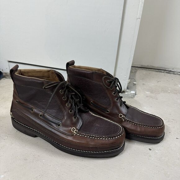 Mens 13 LL Bean Chukka Allagash Bison Boots Brown Leather Moc Toe main image 5
